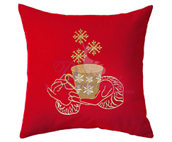 Подушка декоративная с вышивкой Coffee красный