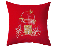 Подушка декоративная с вышивкой Свеча красный