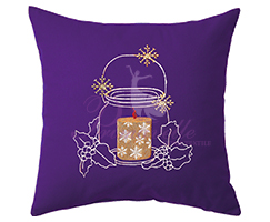 Подушка декоративная с вышивкой Свеча лиловый